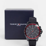 Tommy Hilfiger Mason Black Dial Black Rubber Strap Watch for Men - 1791793 Authentic Buy Shop Now