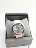 Guess Wanderlust Crystals Silver Dial White Rubber Strap Watch for Women - W1059L1 Authentic Buy Shop Now