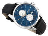 Hugo Boss Jet Blue Dial Black Leather Strap Watch for Men - 1513283 Authentic Buy Shop Now