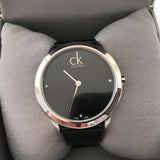 Calvin Klein Minimal Black Dial Black Leather Strap Watch for Men - K3M221CS Authentic Buy Shop Now
