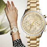 Michael Kors Brinkley Diamonds Gold Dial Gold Steel Strap Watch for Women - MK6187 Authentic Buy Shop Now