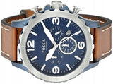 Fossil Nate Chronograph Navy Blue Dial Brown Leather Strap Watch for Men - JR1504 Authentic Buy Shop Now