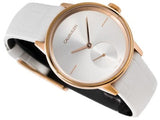 Calvin Klein Accent Silver Dial White Leather Strap Watch for Women - K2Y236K6 Authentic Buy Shop Now