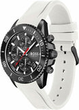 Hugo Boss Admiral Chronograph Black Dial White Rubber Strap Watch for Men - 1513966 Authentic Buy Shop Now