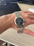 Gucci G Timeless Diamonds Black Dial Silver Steel Strap Watch For Men - YA126405 Authentic Buy Shop Now