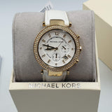 Michael Kors Parker White Dial with Diamonds White Leather Strap Watch for Women - MK2290 Authentic Buy Shop Now
