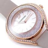 Swarovski Crystalline Aura Silver Dial Beige Leather Strap Watch for Women - 5519450 Authentic Buy Shop Now