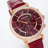 Swarovski Passage Chrono Red Dial Red Leather Strap Watch for Women - 5580345 Authentic Buy Shop Now