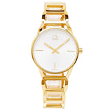 Calvin Klein Stately Silver Dial Gold Steel Strap Watch for Women - K3G23526 Authentic Buy Shop Now