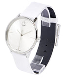 Calvin Klein Accent Silver Dial White Leather Strap Watch for Women - K2Y2X1K6 Authentic Buy Shop Now