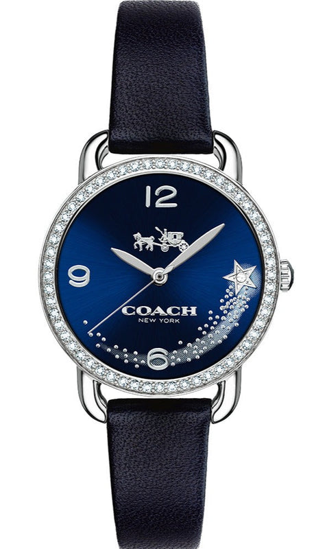 Coach Delancey Navy Blue Dial Blue Leather Strap Watch for Women - 14502668 Authentic Buy Shop Now