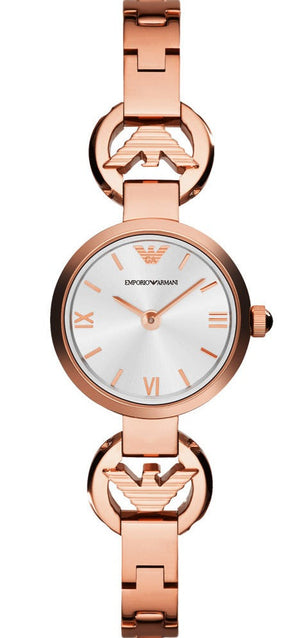 Emporio Armani Retro Quartz Silver Dial Rose Gold Steel Strap Watch For Women - AR1776 Authentic Buy Shop Now