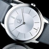 Calvin Klein Minimalist White Dial Black Leather Strap Watch for Men - K3M211C6 Authentic Buy Shop Now