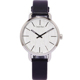 Calvin Klein Even Silver Black Leather Strap Watch for Women - K7B231C6 Authentic Buy Shop Now