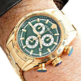 Versace V-Ray Chronograph Quartz Green Dial Gold Steel Strap Watch For Men - VE2I00621 Authentic Buy Shop Now