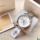 Michael Kors Brecken Chronograph Silver Dial Silver Steel Strap Watch For Women - MK8562 Authentic Buy Shop Now