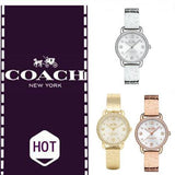 Coach Delancey Diamonds Silver Dial Gold Steel Strap Watch for Women - 14502354 Authentic Buy Shop Now