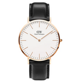 Daniel Wellington Classic Sheffield White Dial Black Leather Strap Watch For Men - DW00100007 Authentic Buy Shop Now