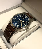 IWC Pilot's Mark XVIII Le Petit Prince Blue Dial Brown Leather Strap Watch for Men - IW327004 Authentic Buy Shop Now