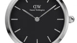 Daniel Wellington Iconic Link Black Dial Silver Steel Strap Watch For Women - DW00100208 Authentic Buy Shop Now