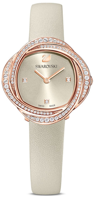 Swarovski Crystal Flower Grey Dial Grey Leather Strap Watch for for Women - 5552424 Authentic Buy Shop Now