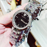Versace Crystal Gleam Guilloche Black Dial Silver Steel Strap Watch for Women - VAN030016 Authentic Buy Shop Now