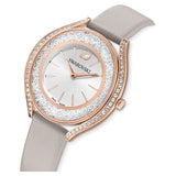 Swarovski Crystalline Aura Silver Dial Beige Leather Strap Watch for Women - 5519450 Authentic Buy Shop Now