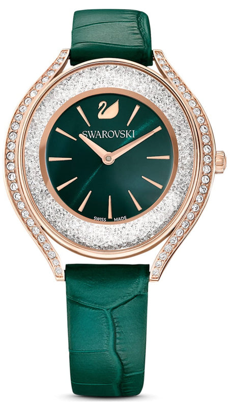 Swarovski Crystalline Aura Green Dial Green Leather Strap Watch for Women - 5644078 Authentic Buy Shop Now