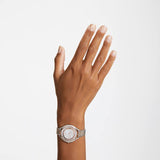 Swarovski Crystalline Aura White Dial Two Tone Mesh Strap Watch for Women - 5644075 Authentic Buy Shop Now