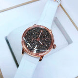 Swarovski Crystalline Hours Quartz Grey Dial Black Leather Strap Watch for Women - 5344635 Authentic Buy Shop Now