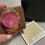 Michael Kors Runway Pink Dial Rose Gold Steel Strap Watch for Women - MK5931 Authentic Buy Shop Now