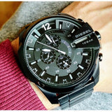 Diesel Mega Chief Chronograph Black Dial Black Steel Strap Watch For Men - DZ4283 Authentic Buy Shop Now