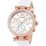Swarovski Era Journey Silver Dial White Leather Strap Watch for Women - 5295369 Authentic Buy Shop Now