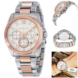 Michael Kors Brecken Chronograph White Dial Two Tone Steel Strap Watch For Women - MK6368 Authentic Buy Shop Now