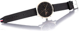 Tommy Hilfiger Chase Chronograph Quartz Grey Dial Black Leather Strap Watch For Men - 1791488 Authentic Buy Shop Now