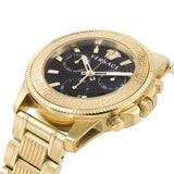 Versace Greca Action Chronograph Black Dial Gold Steel Strap Watch For Men - VE3J00622 Authentic Buy Shop Now