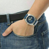 Fossil Machine Chronograph Blue Dial Blue Leather Strap Watch for Men - FS5262 Authentic Buy Shop Now