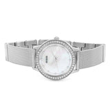 Guess Chelsea Mother of Pearl White Dial Silver Mesh Strap Watch For Women - W0647L1 Authentic Buy Shop Now