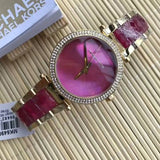 Michael Kors Parker Pink Mother of Pearl Dial Two Tone Steel Strap Watch for Women - MK6490 Authentic Buy Shop Now