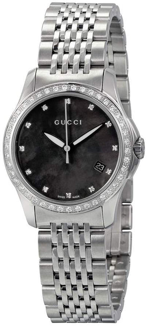 Gucci G Timeless Black Mother of Pearl Diamonds 38mm Watch For Women - YA126509 Authentic Buy Shop Now