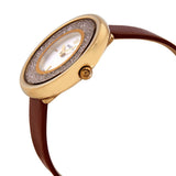 Swarovski Crystalline Pure White Dial Brown Leather Strap Watch for Women - 5275040 Authentic Buy Shop Now