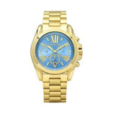 Michael Kors Bradshaw Chronograph Blue Dial Gold Steel Strap Watch For Women - MK5975 Authentic Buy Shop Now
