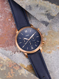 Fossil Neutra Chronograph Blue Dial Blue Leather Strap Watch for Men - FS5454 Authentic Buy Shop Now