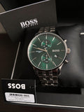 Hugo Boss Associate Green Dial Silver Steel Strap Watch for Men - 1513975 Authentic Buy Shop Now