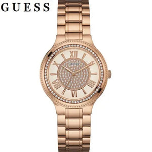 Guess Madison Diamonds White Dial Rose Gold Steel Strap Watch for Women - W0637L3 Authentic Buy Shop Now