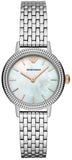 Emporio Armani Interchangeable Analog Mother of Pearl Dial Silver Steel Strap Watch For Women - AR80020 Authentic Buy Shop Now