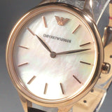 Emporio Armani Aurora Mother of Pearl White Dial Brown Leather Strap Watch For Women - AR11057 Authentic Buy Shop Now