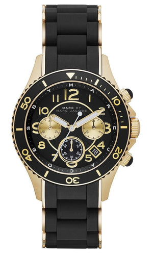 Marc Jacobs Rock Chronograph Black Dial Black Silicone Strap Watch for Women - MBM2598 Authentic Buy Shop Now