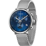 Calvin Klein High Noon Chronograph Blue Dial Silver Mesh Bracelet Watch for Men - K8M2712N Authentic Buy Shop Now