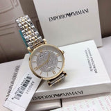 Emporio Armani Gianni T Bar White Dial Two Tone Steel Strap Watch For Women - AR8031 Authentic Buy Shop Now